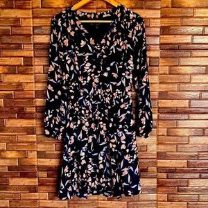 White House Black Market Floral Long Sleeve Midi Dress